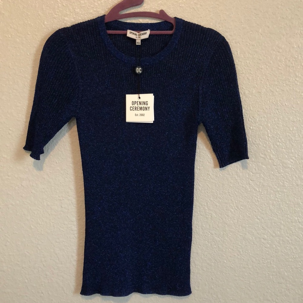 Opening Ceremony Blue Glitter Top Size XS/S